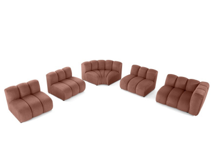 Canapé modulable d'angle gauche 5 places en tissu texturé Debbie