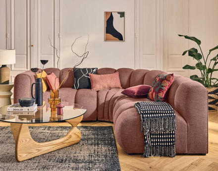 Module d'assise gauche en tissu texturé Debbie