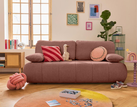 Canapé droit 3 places convertible avec coffre en tissu texturé Harper