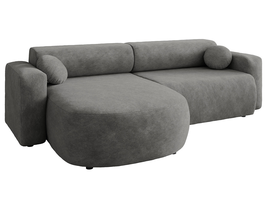 Canapé d'angle réversible 4 places convertible avec coffre en tissu Brunello