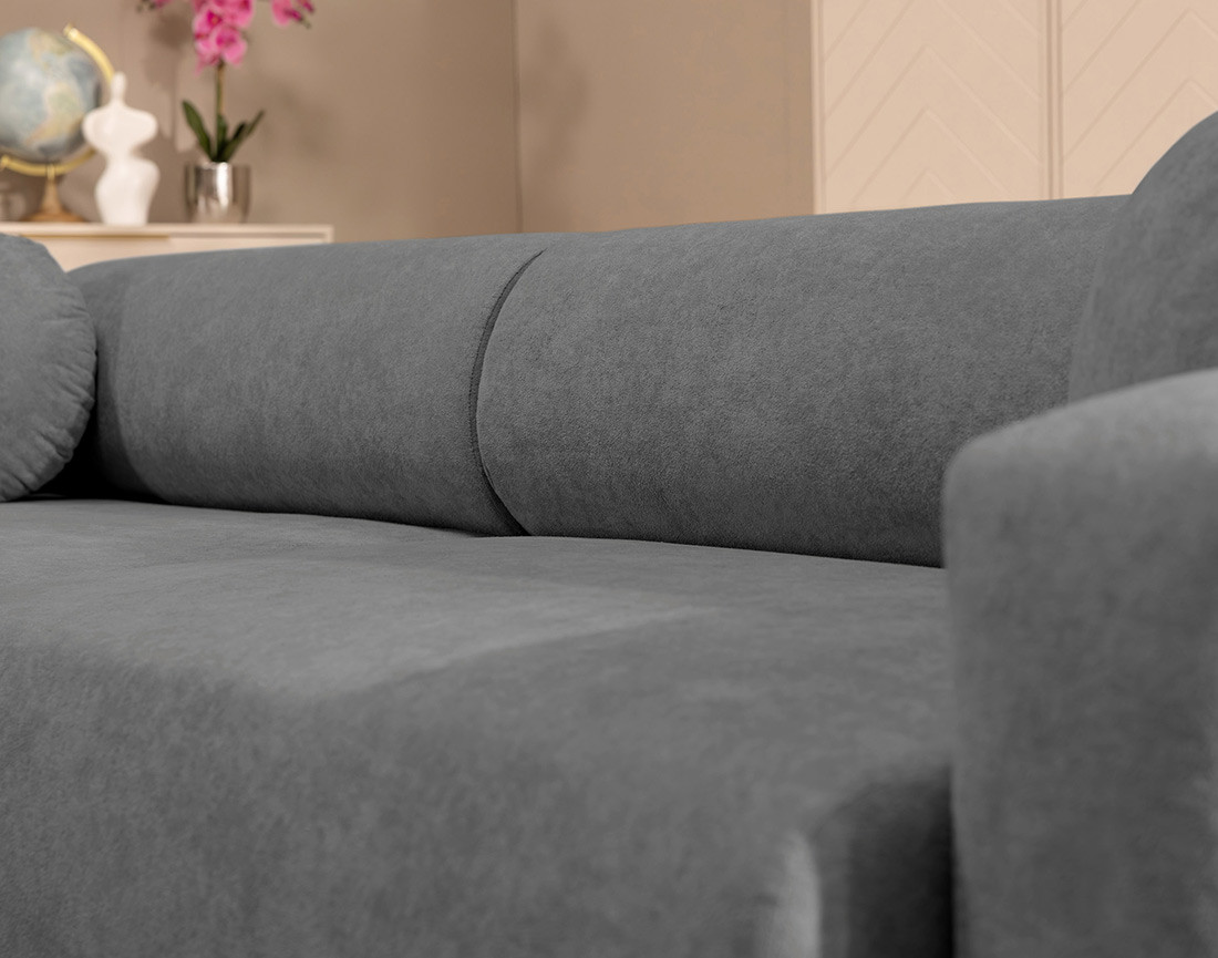 Canapé d'angle réversible 4 places convertible avec coffre en tissu Brunello