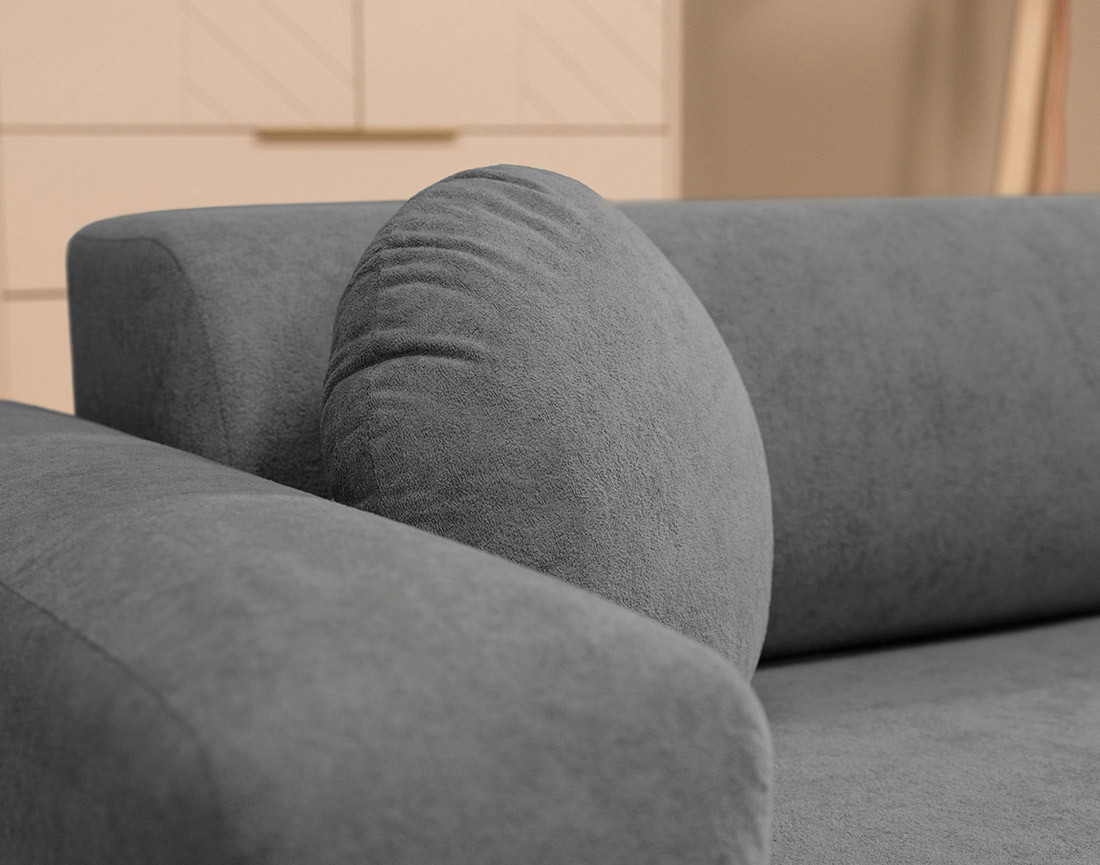 Canapé d'angle réversible 4 places convertible avec coffre en tissu Brunello