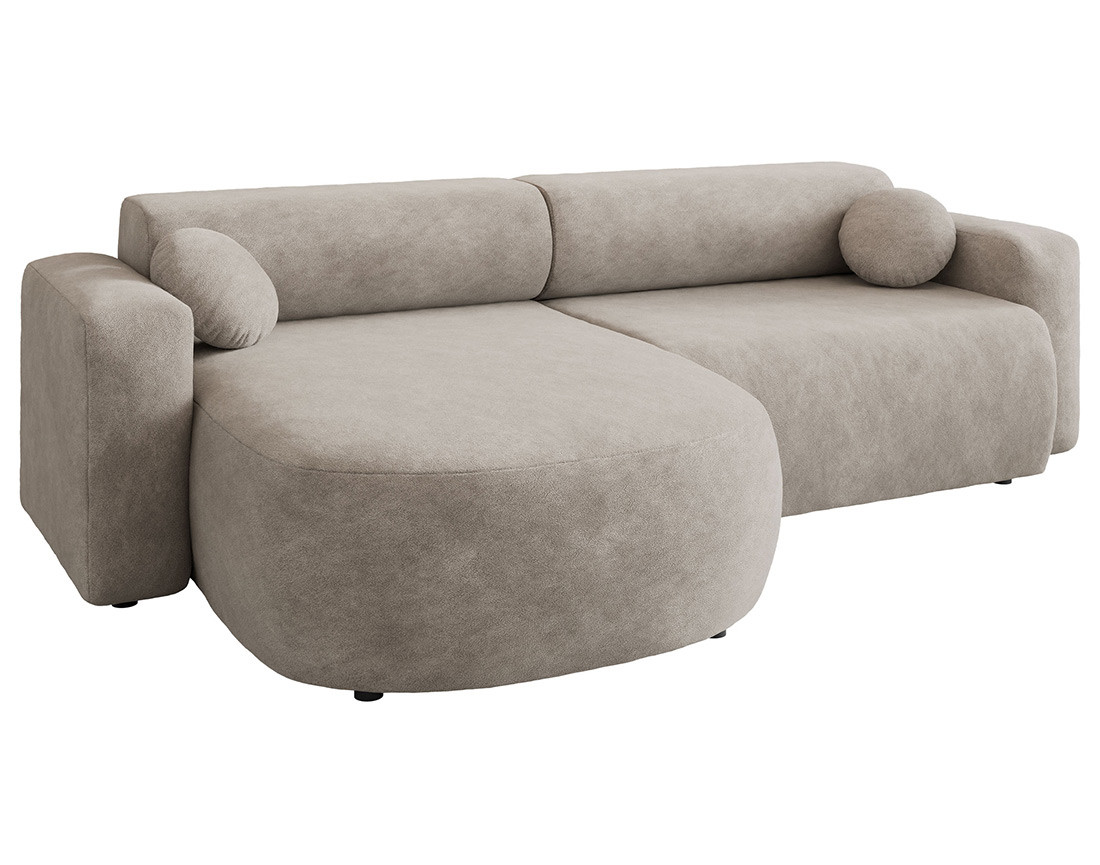 Canapé d'angle réversible 4 places convertible avec coffre en tissu Brunello