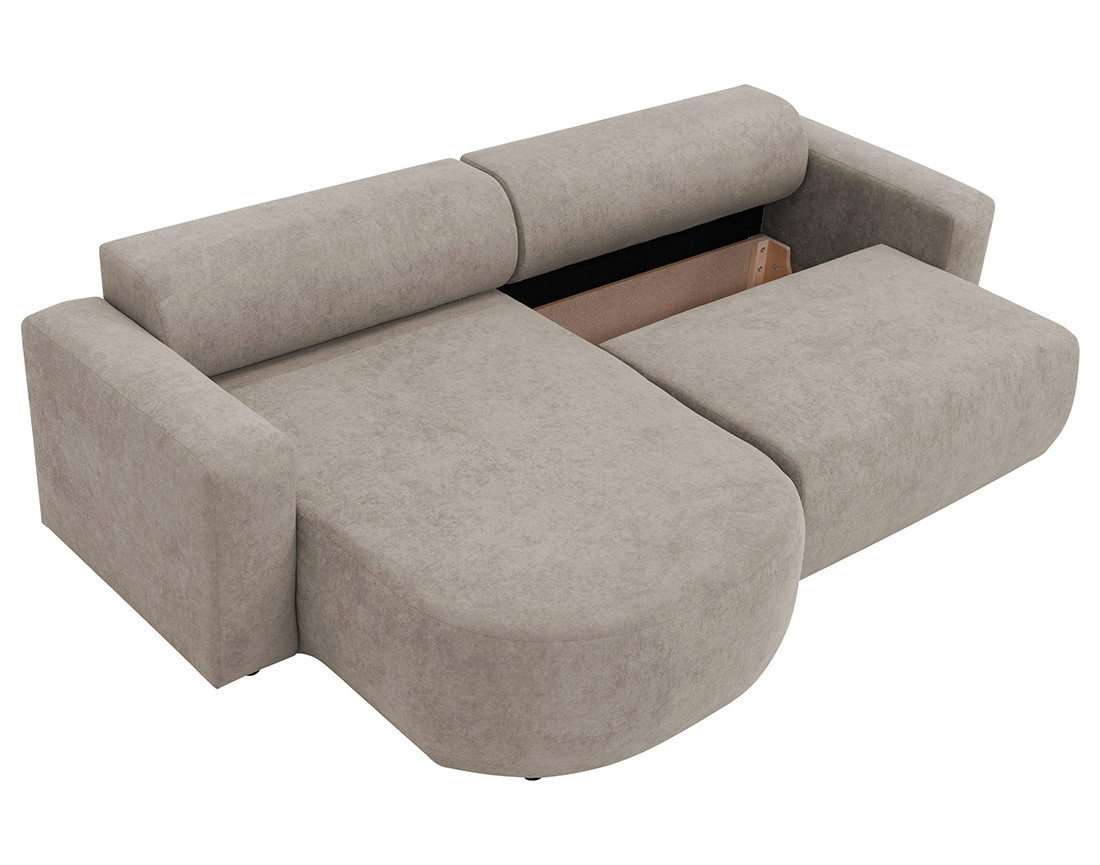 Canapé d'angle réversible 4 places convertible avec coffre en tissu Brunello