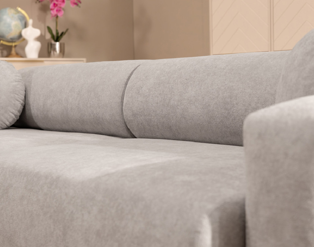 Canapé d'angle réversible 4 places convertible avec coffre en tissu Brunello