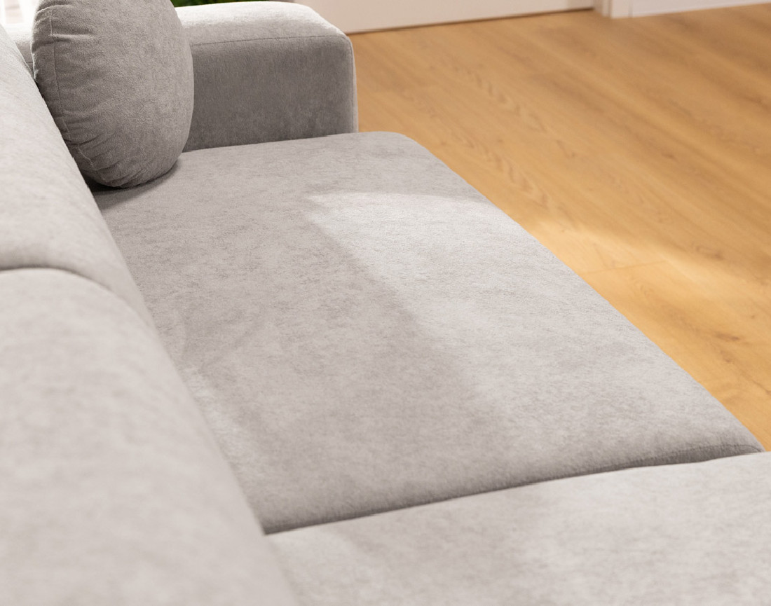 Canapé d'angle réversible 4 places convertible avec coffre en tissu Brunello