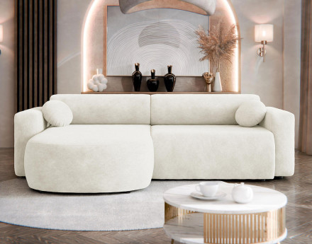 Canapé d'angle réversible 4 places convertible avec coffre en tissu Brunello