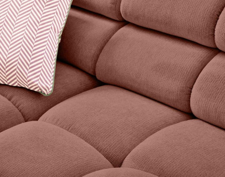 Canapé d'angle droit 3 places avec têtières réglables en tissu texturé Matera