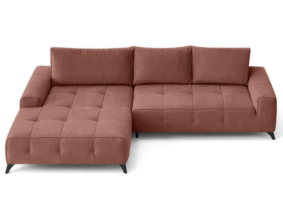 Canapé d'angle gauche 4 places convertible avec coffre en tissu texturé Rimini