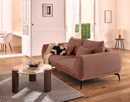 Canapé droit 2 places en tissu texturé Arica