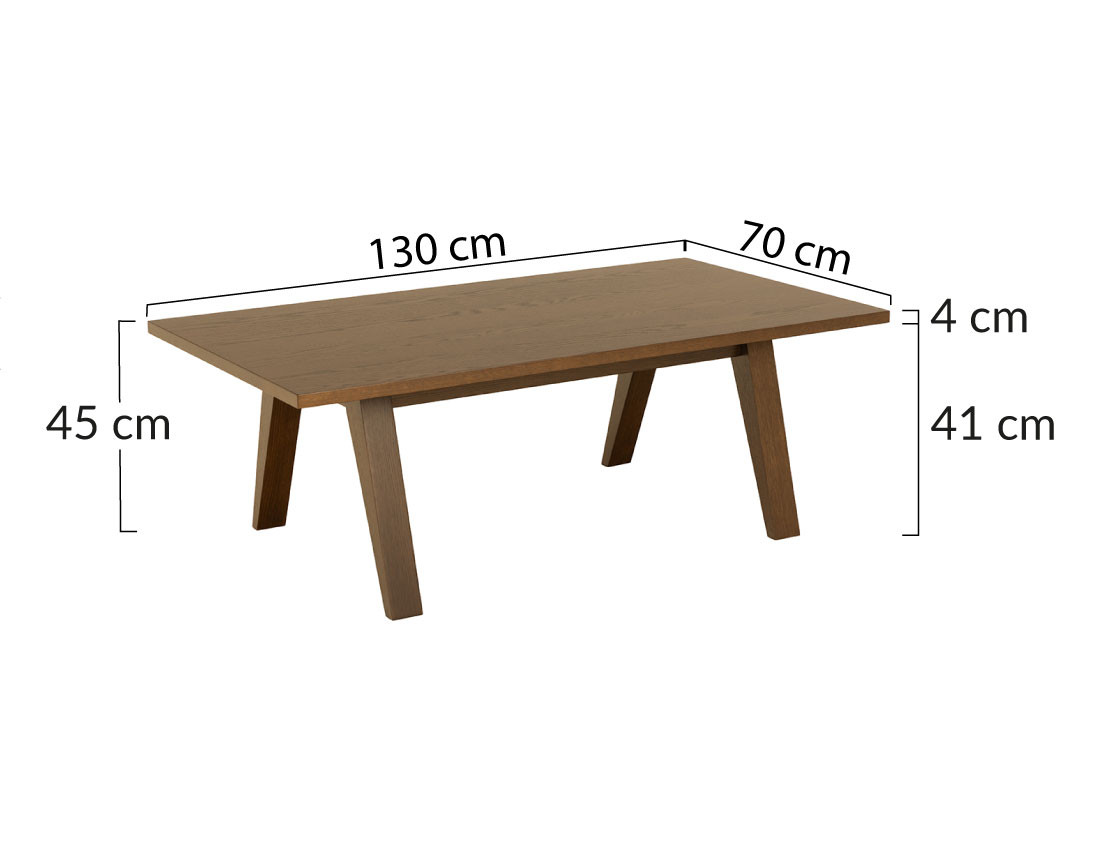 Table basse bois chêne foncé 130 cm Pauline