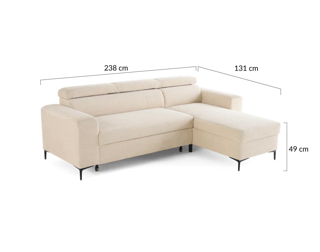 Canapé 4 places convertible, têtières et coffre de rangement Ceylan