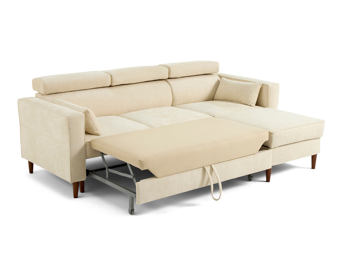 Canapé d'angle convertible avec têtières coffre 4 places Alicante