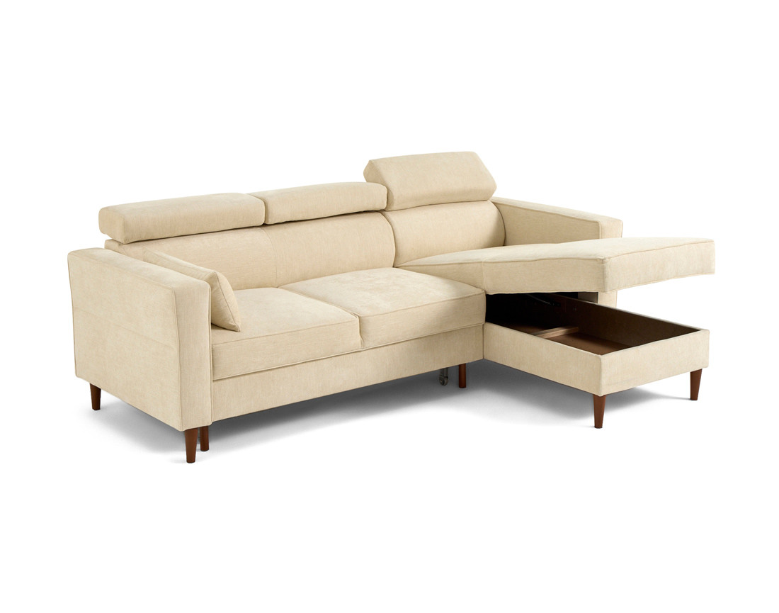 Canapé d'angle convertible avec têtières coffre 4 places Alicante