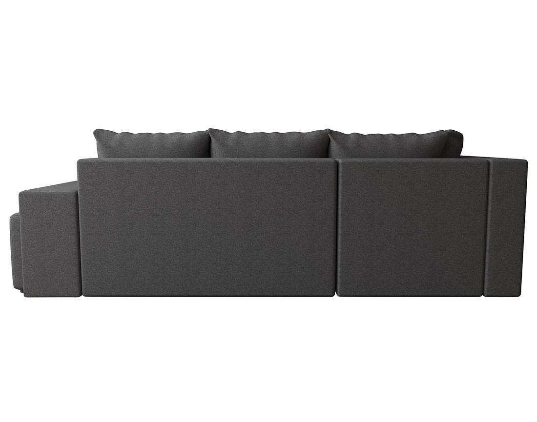 Canapé d'angle gauche 4 places convertible avec coffre, étagère et poufs en tissu Libbie