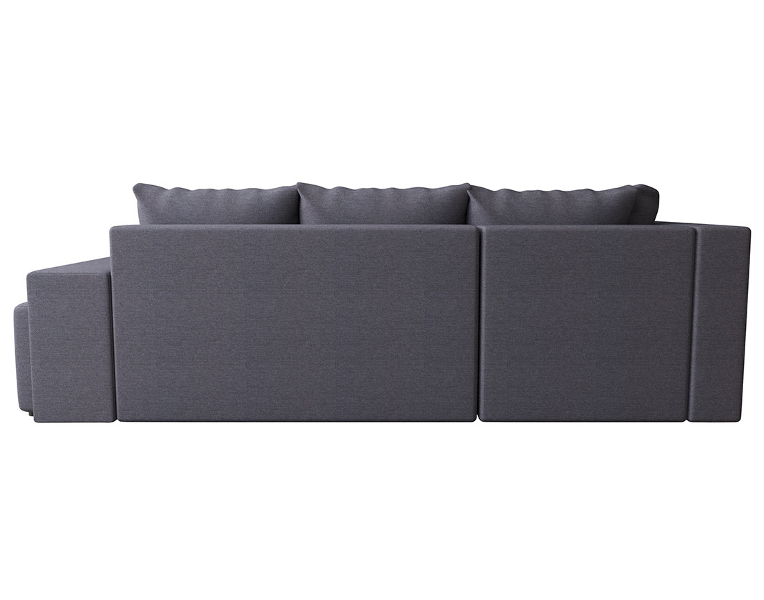 Canapé d'angle gauche 4 places convertible avec coffre, étagère et poufs en tissu Libbie