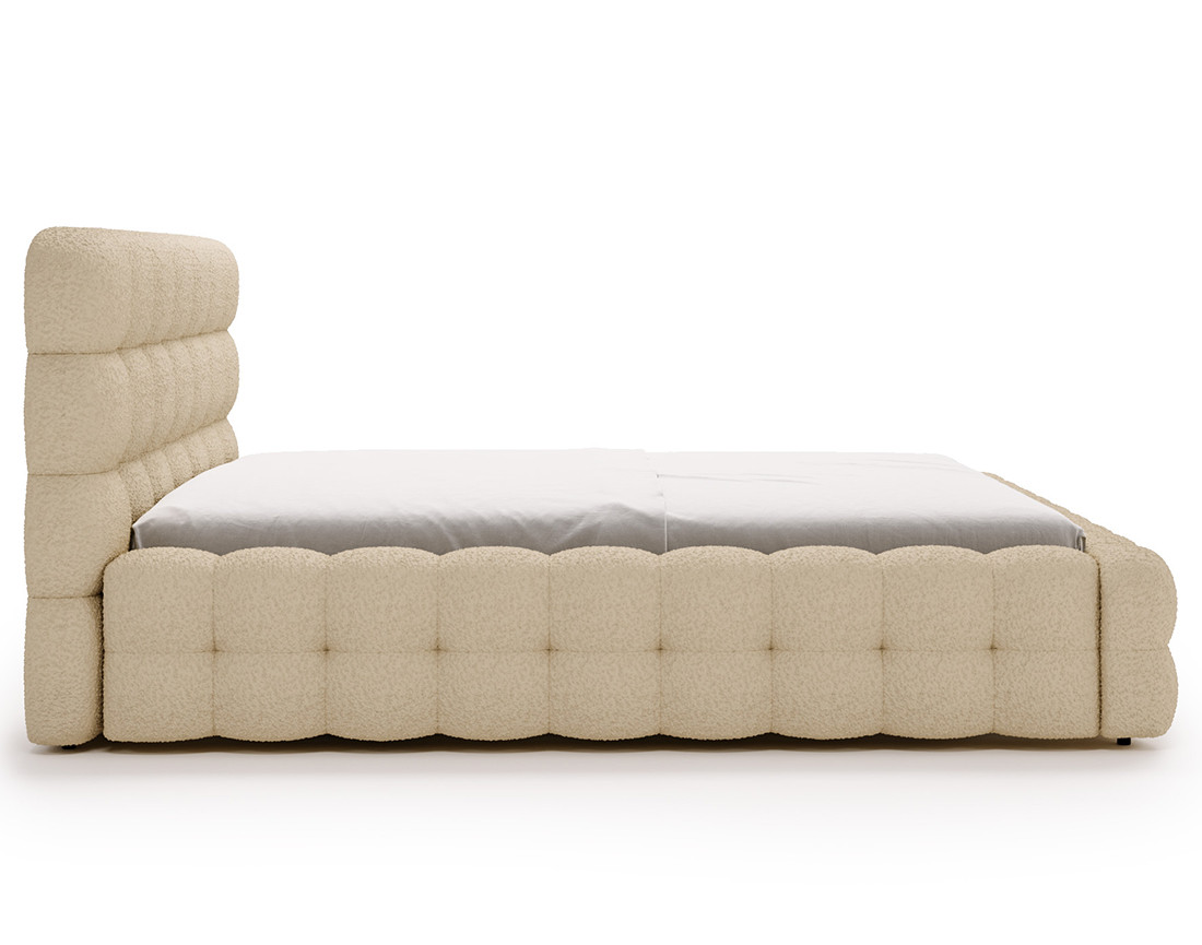 Lit coffre 140x200 cm sommier inclus en tissu bouclette Darling