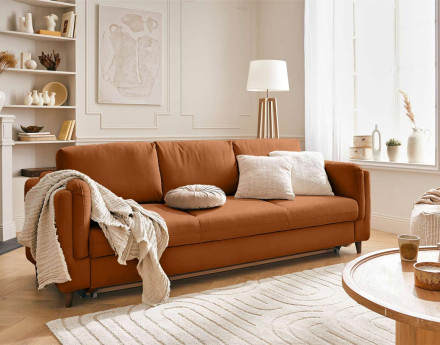 Canapé 3 places convertible en velours Brooke