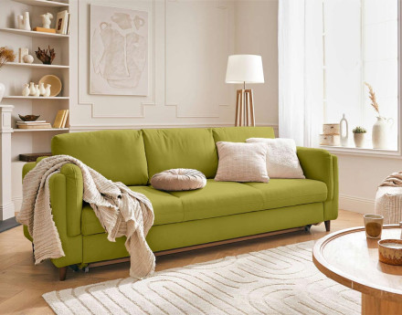 Canapé 3 places convertible en velours Brooke