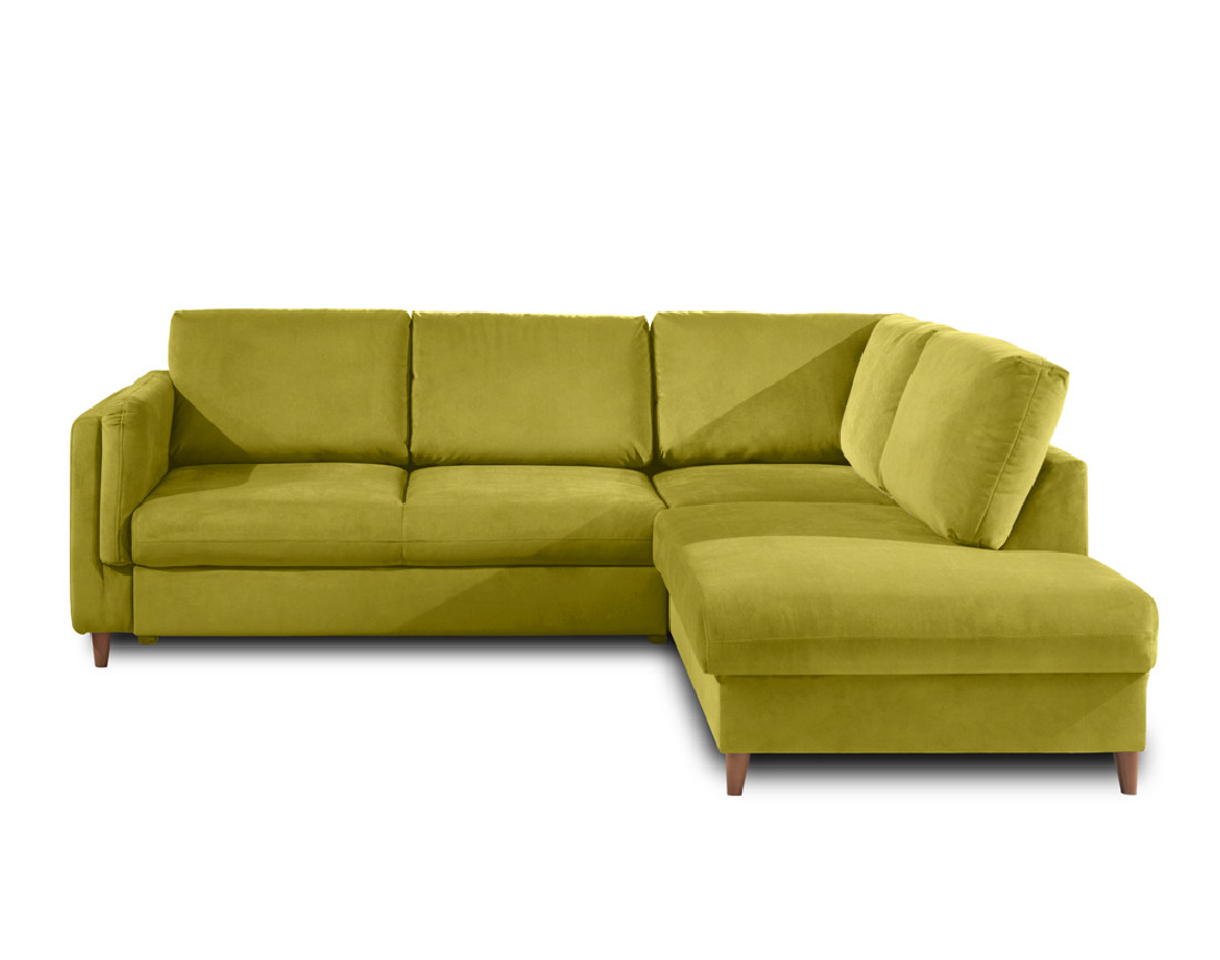 Canapé d'angle droit convertible 5 places en velours Brooke