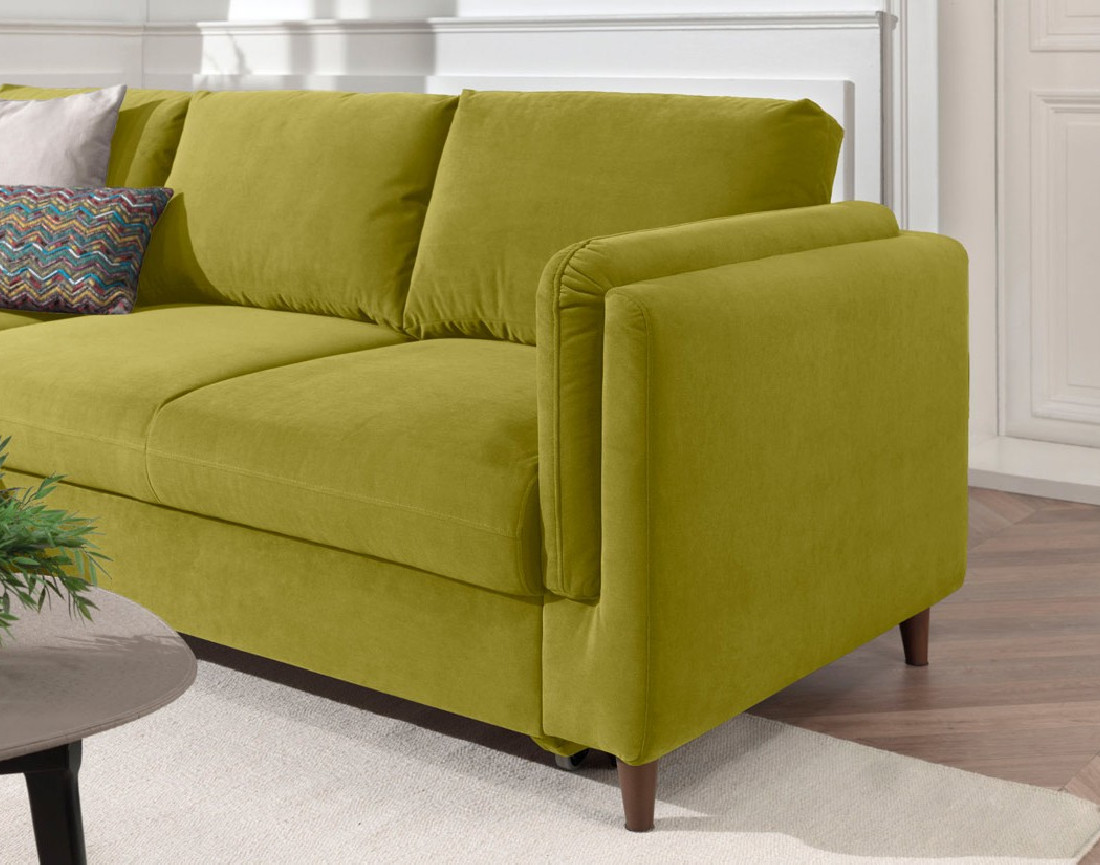 Canapé d'angle gauche convertible avec coffre 4 places en velours Brooke