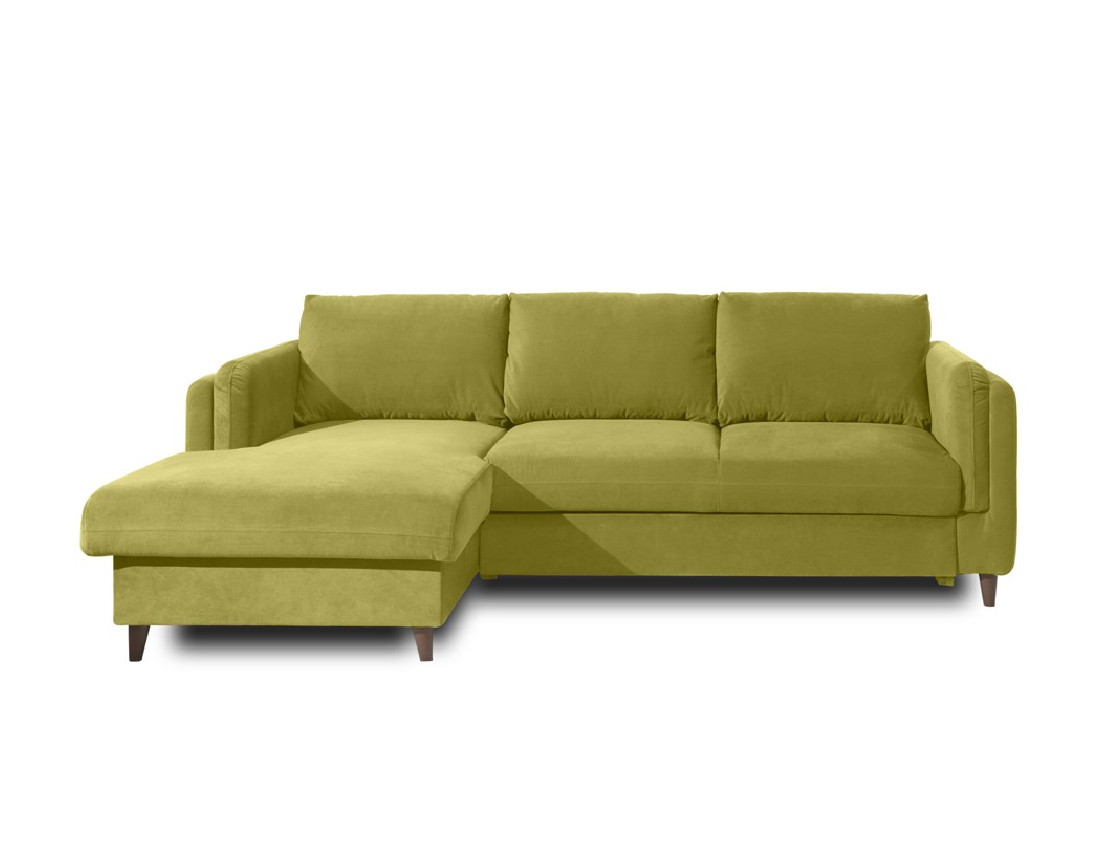 Canapé d'angle gauche convertible avec coffre 4 places en velours Brooke