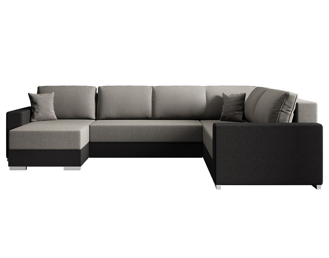 Canapé panoramique d'angle réversible 7 places convertible avec coffre en tissu Epona