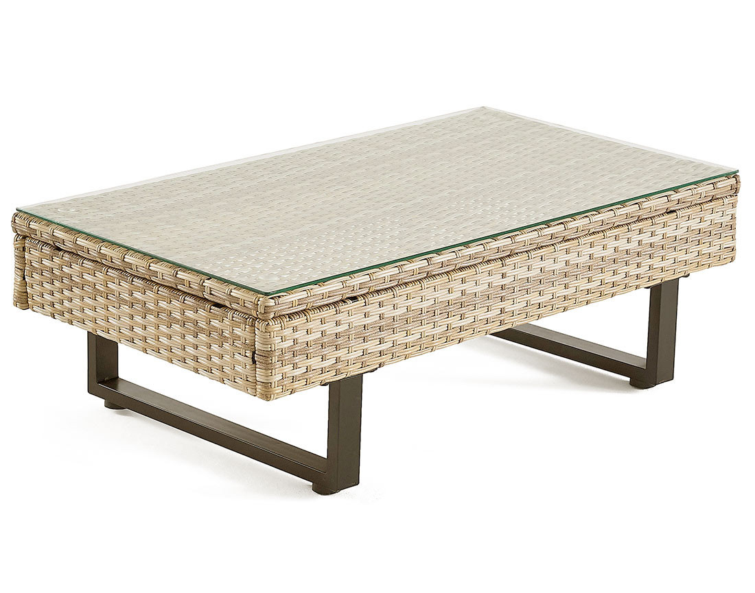 Salon de jardin d’angle en résine beige et grise 5 places coussins gris clair et table incluse Sashi