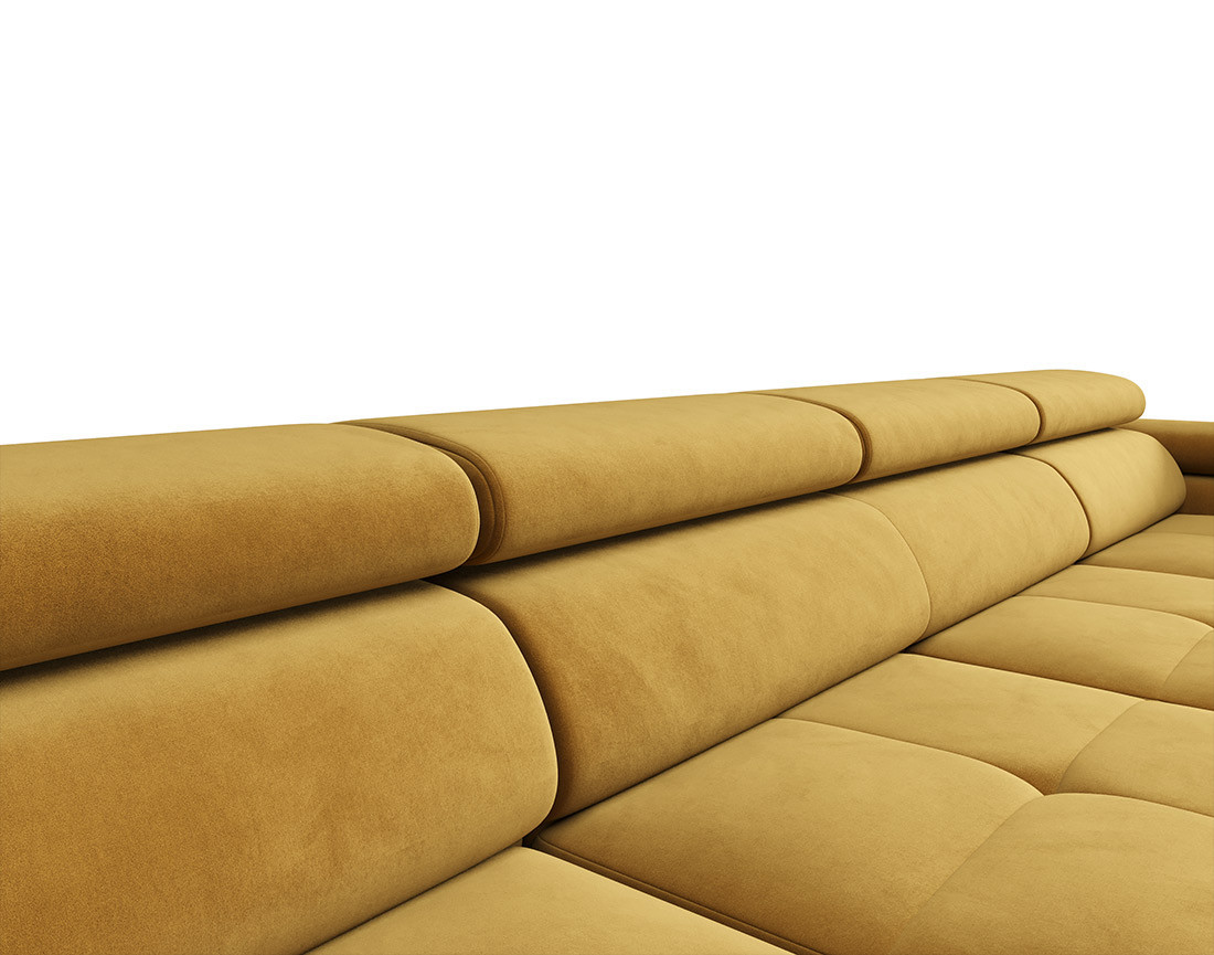 Canapé panoramique en U 7 places convertible avec coffre et têtières réglables en tissu Ayden