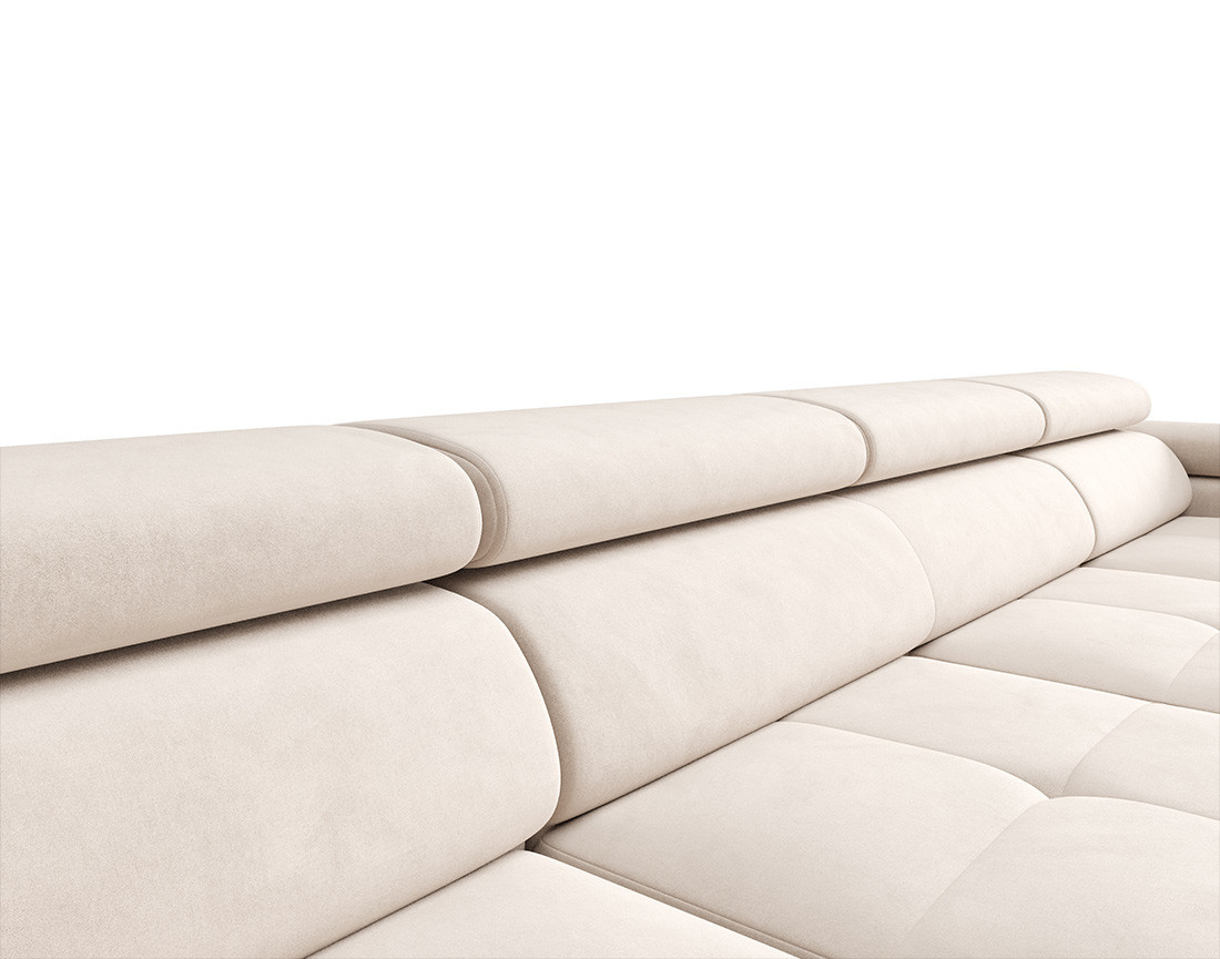 Canapé panoramique en U 7 places convertible avec coffre et têtières réglables en tissu Ayden