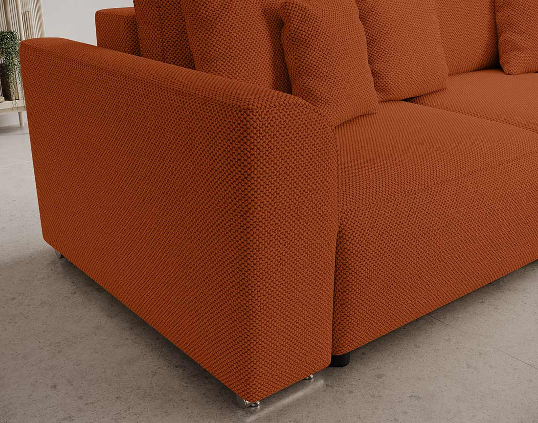 Canapé panoramique en U 7 places convertible avec coffre en tissu texturé Gabriel