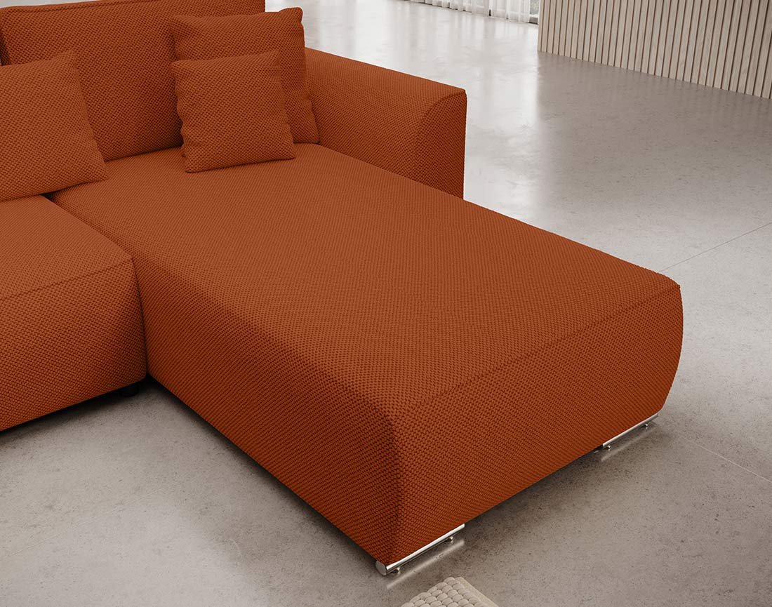 Canapé panoramique en U 7 places convertible avec coffre en tissu texturé Gabriel