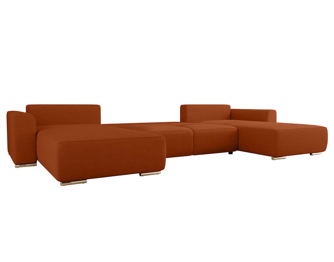 Canapé panoramique en U 7 places convertible avec coffre en tissu texturé Gabriel