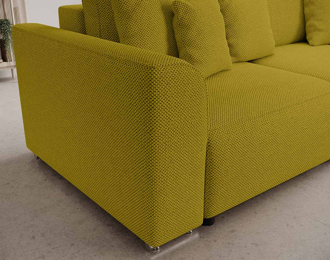 Canapé panoramique en U 7 places convertible avec coffre en tissu texturé Gabriel