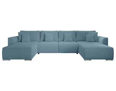 Canapé panoramique en U 7 places convertible avec coffre en tissu texturé Gabriel