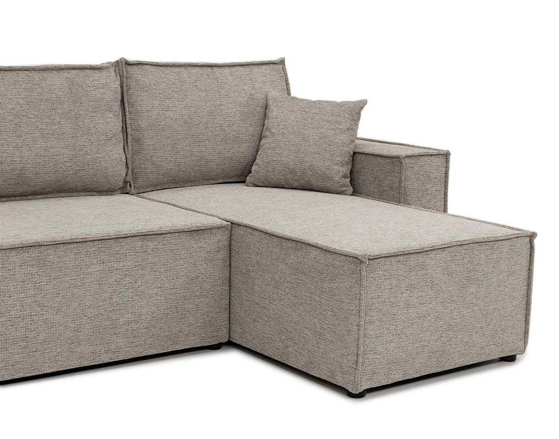 Canapé panoramique en U 7 places convertible avec coffre en tissu texturé Cezanne