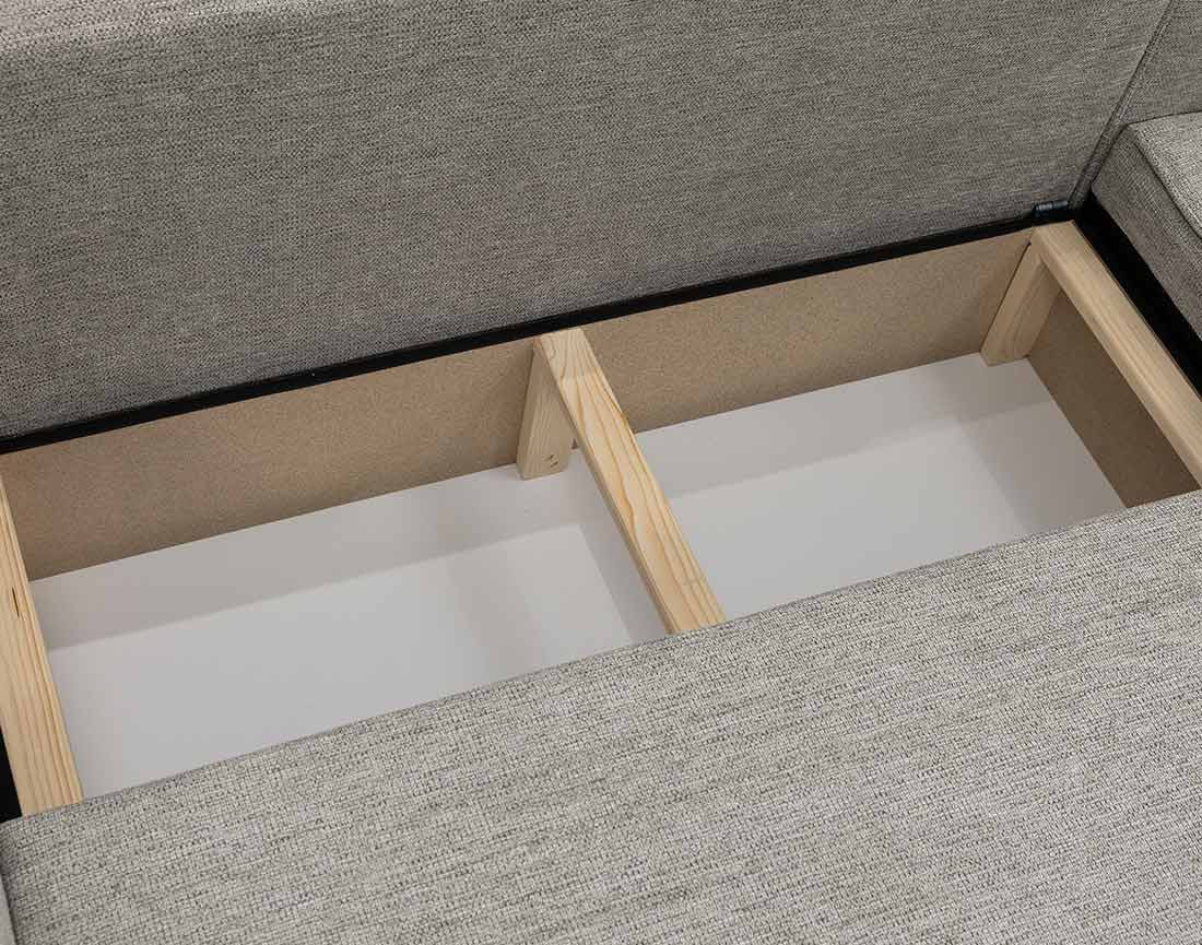 Canapé panoramique en U 7 places convertible avec coffre en tissu texturé Cezanne