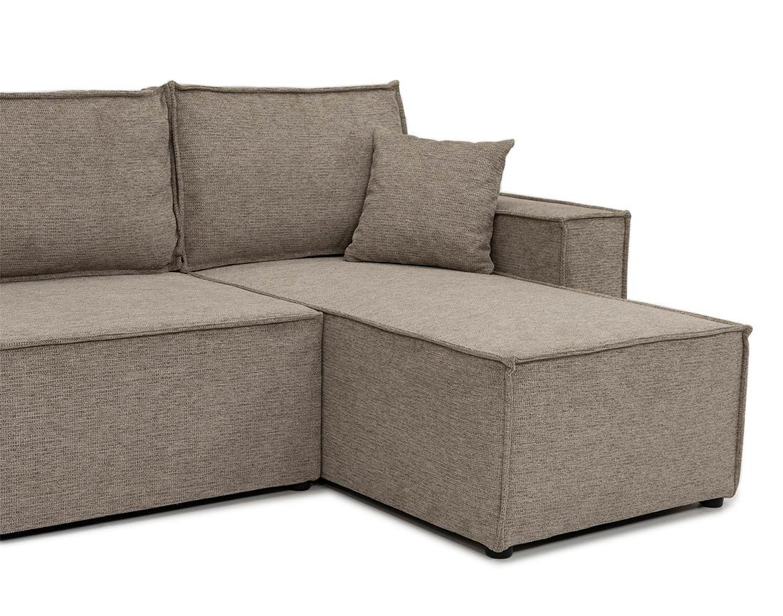 Canapé panoramique en U 7 places convertible avec coffre en tissu texturé Cezanne
