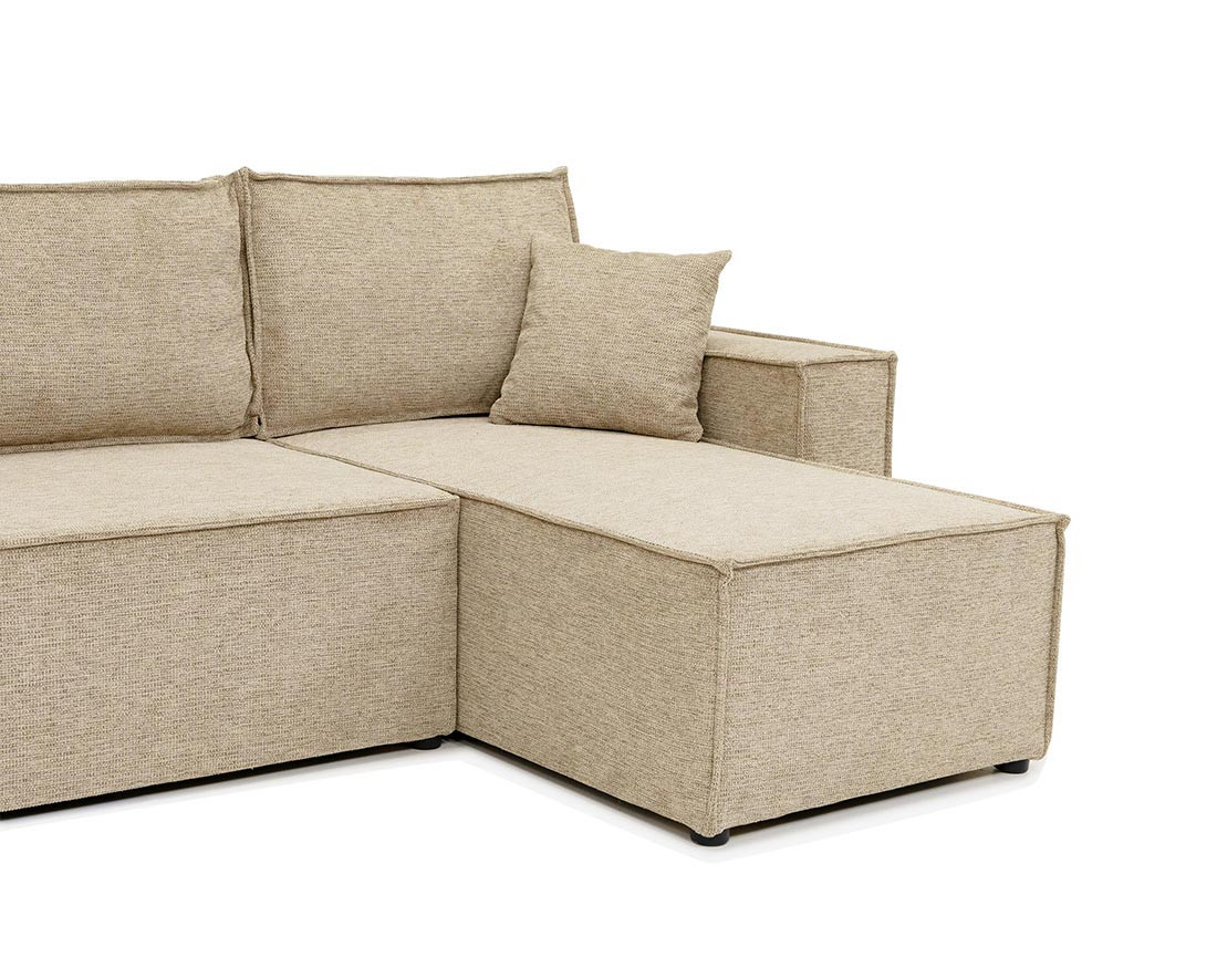 Canapé d'angle réversible 4 places convertible avec coffre en tissu texturé Cezanne