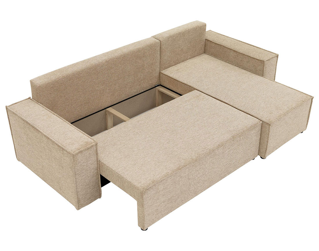 Canapé d'angle réversible 4 places convertible avec coffre en tissu texturé Cezanne