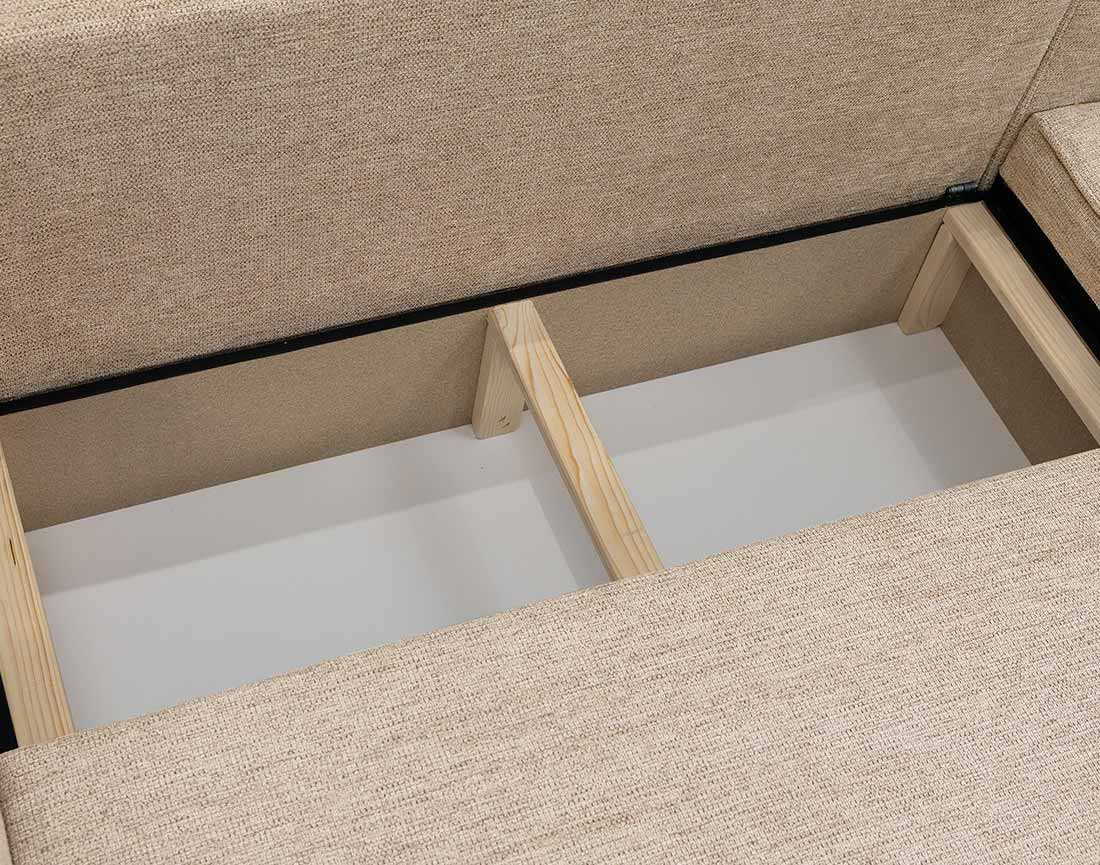 Canapé d'angle réversible 4 places convertible avec coffre en tissu texturé Cezanne