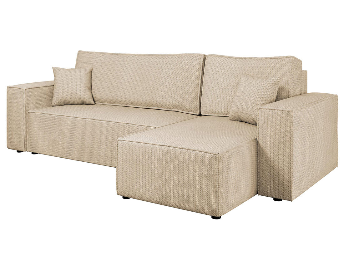 Canapé d'angle réversible 4 places convertible avec coffre en tissu texturé Cezanne