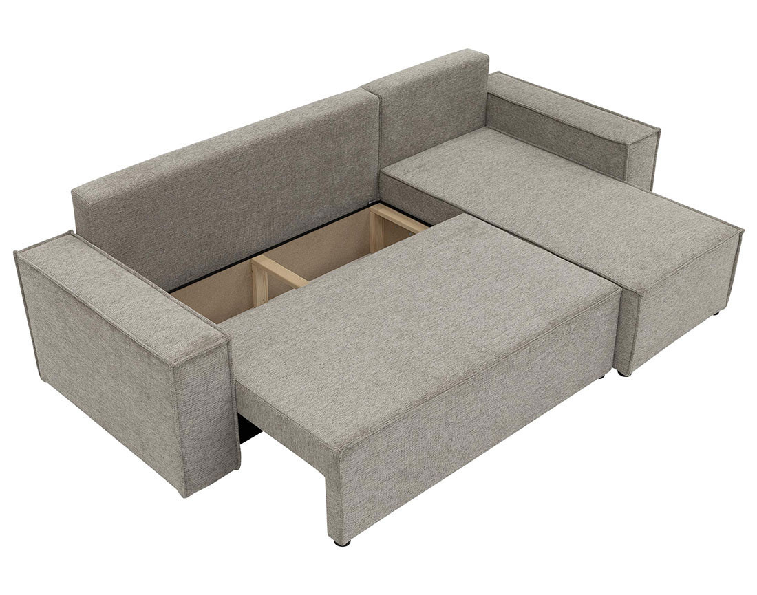 Canapé d'angle réversible 4 places convertible avec coffre en tissu texturé Cezanne