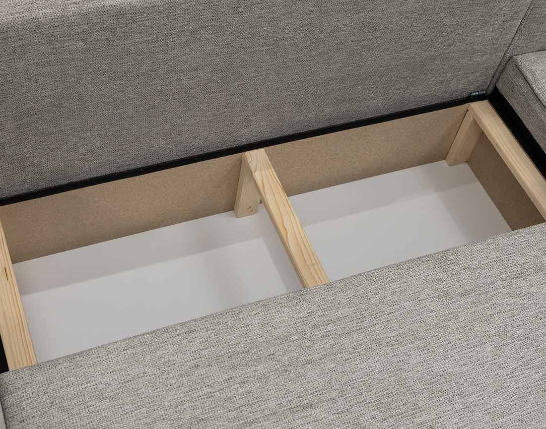 Canapé d'angle réversible 4 places convertible avec coffre en tissu texturé Cezanne