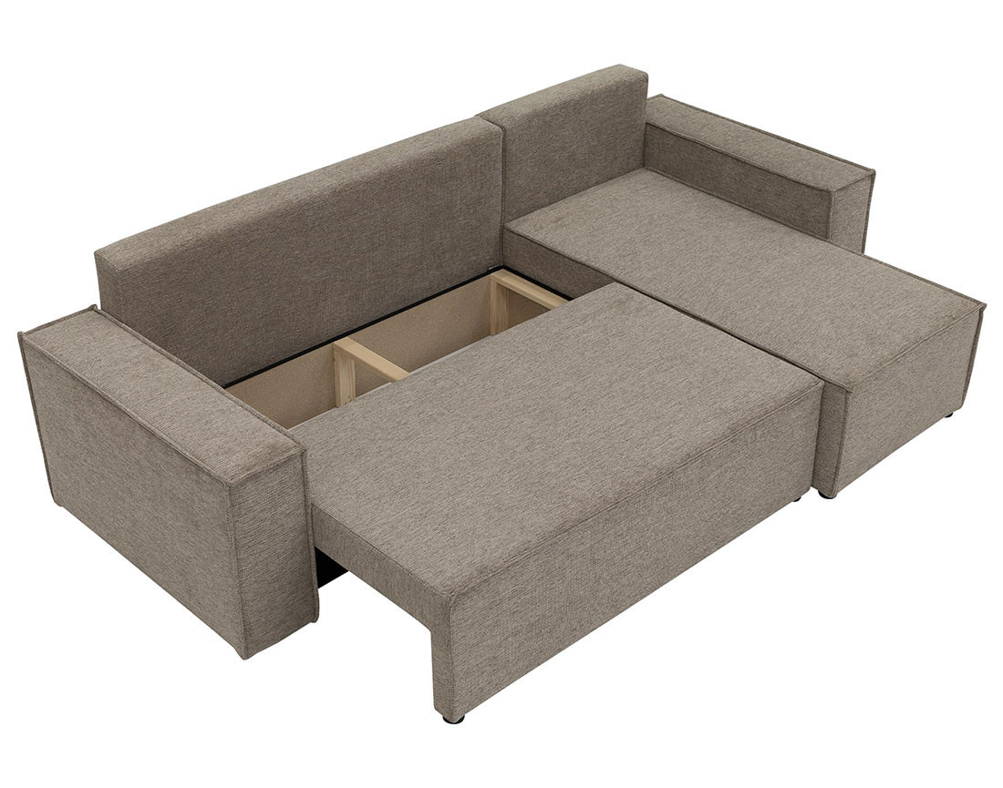 Canapé d'angle réversible 4 places convertible avec coffre en tissu texturé Cezanne