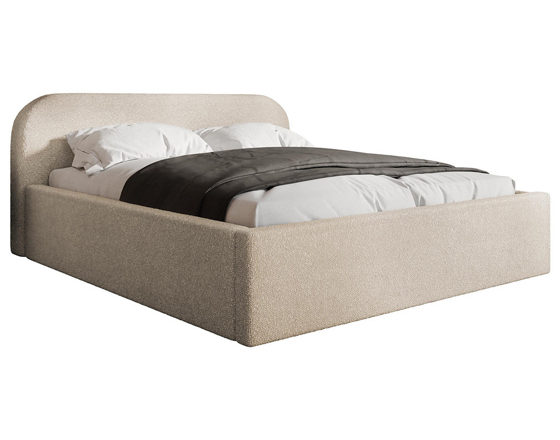 Lit coffre 140x200 cm en tissu bouclette Orane