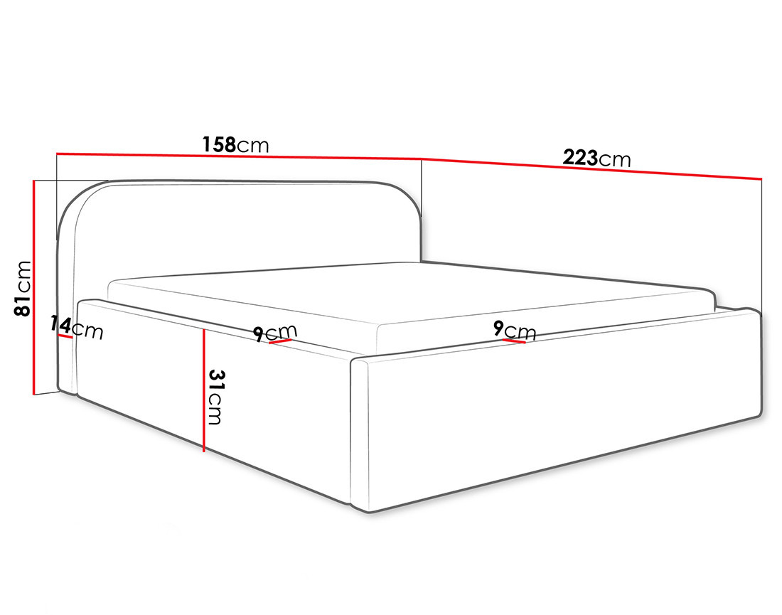 Lit coffre 140x200 cm en tissu bouclette Orane