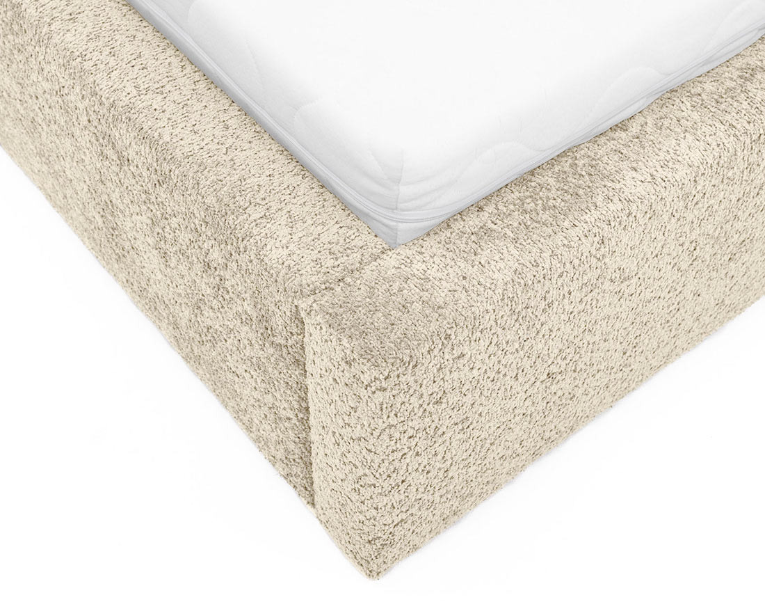 Lit coffre 140x200 cm en tissu bouclette Orane