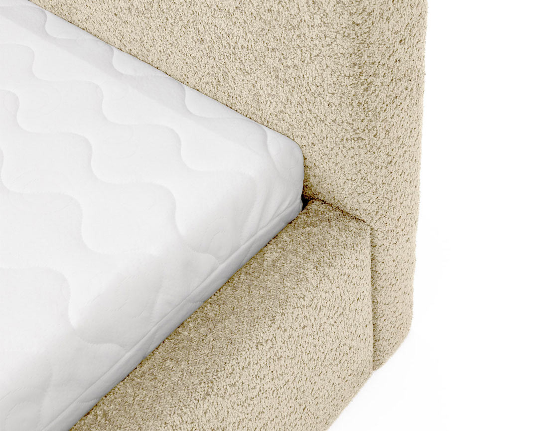 Lit coffre 140x200 cm en tissu bouclette Orane