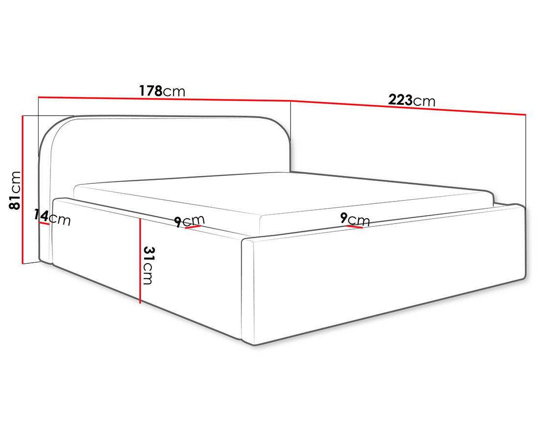 Lit coffre 160x200 cm en tissu bouclette Orane